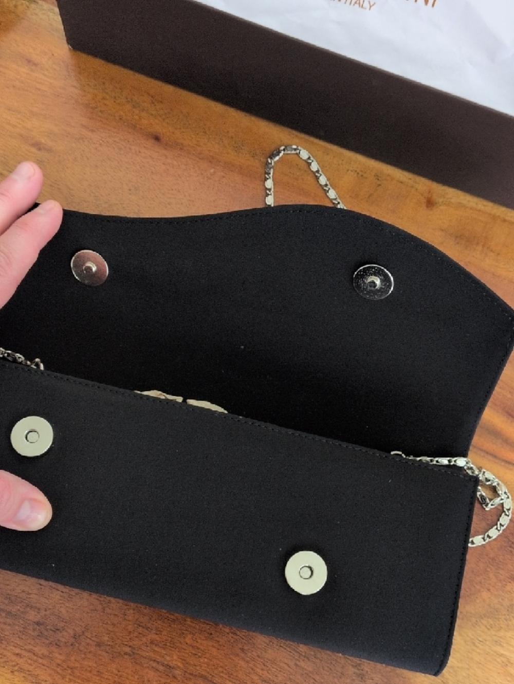 🆕 Swarowski Crystal Black Chain-Shoulder Evening Clutch - Picture 6 of 13